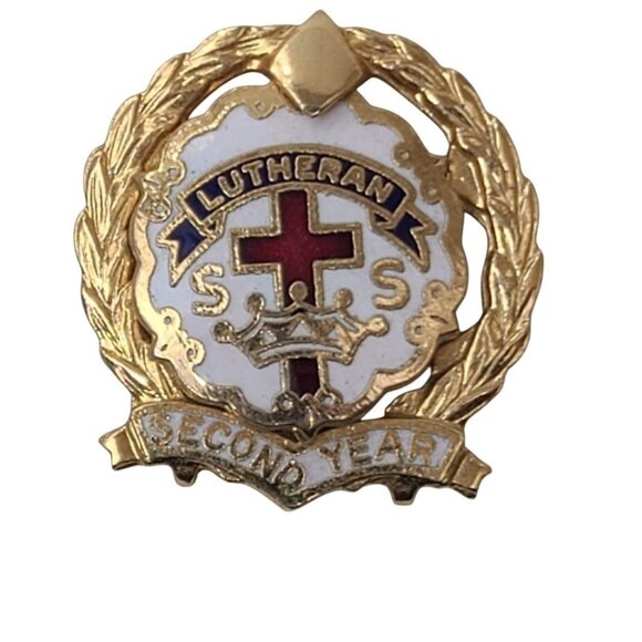 Other - Vintage Lutheran SS Sunday School Second Year Pin Badge Little System Enamel